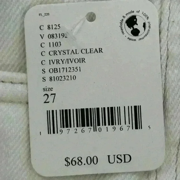 We the Free White Denim Jean Shorts NWT Size 27 - Picture 3 of 4